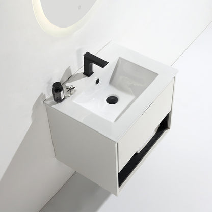 24 inches Floating Bathroom Vanity Combo with Integrated Single Sink and 1 Soft Close Drawer