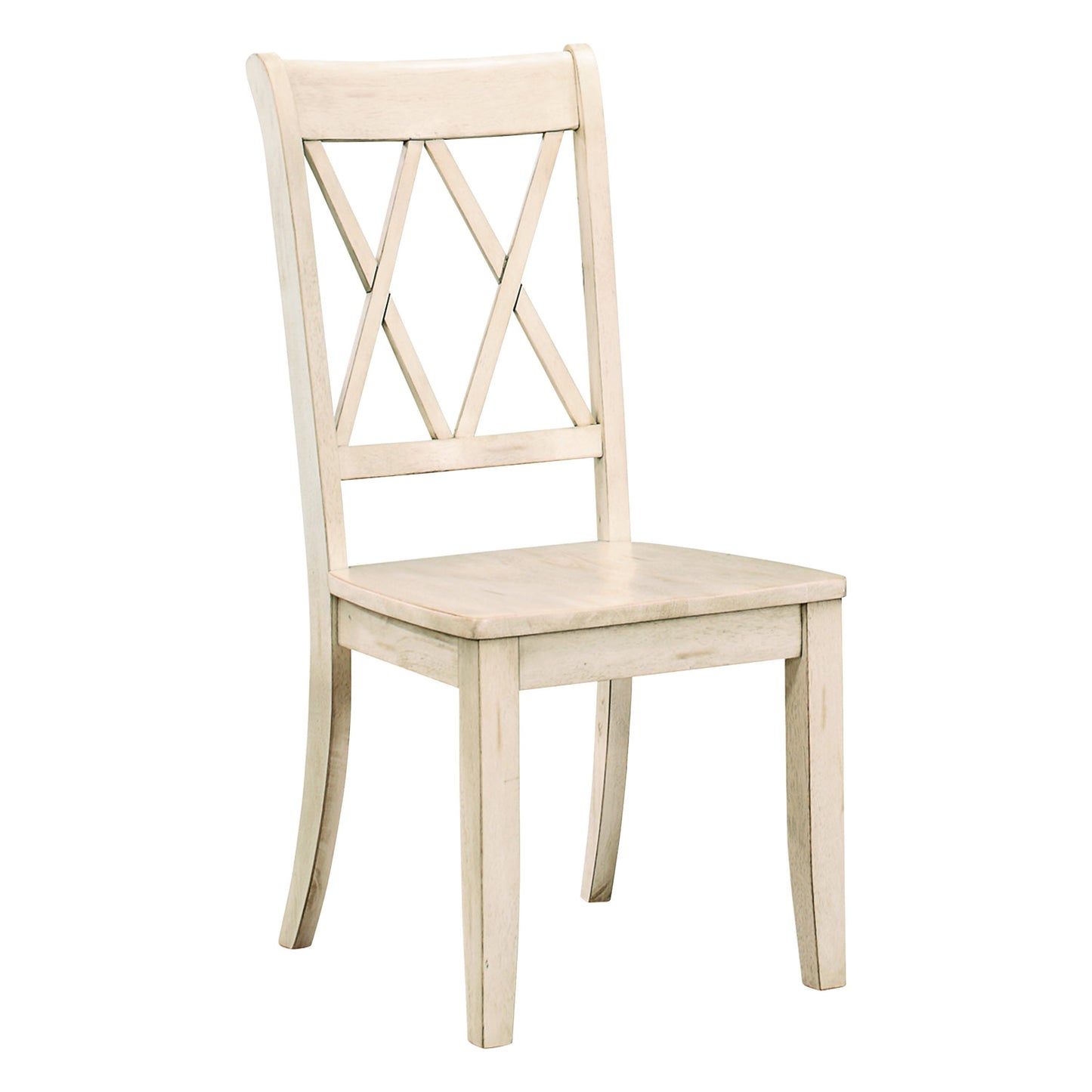 Casual White Finish Side Chairs Set of 2 Pine Veneer Transitional Double-X Back Design Dining Room Furniture