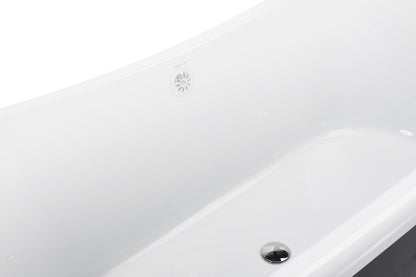 67" 100% Acrylic Freestanding Bathtub，Contemporary Soaking Tub，white inside and gray outside