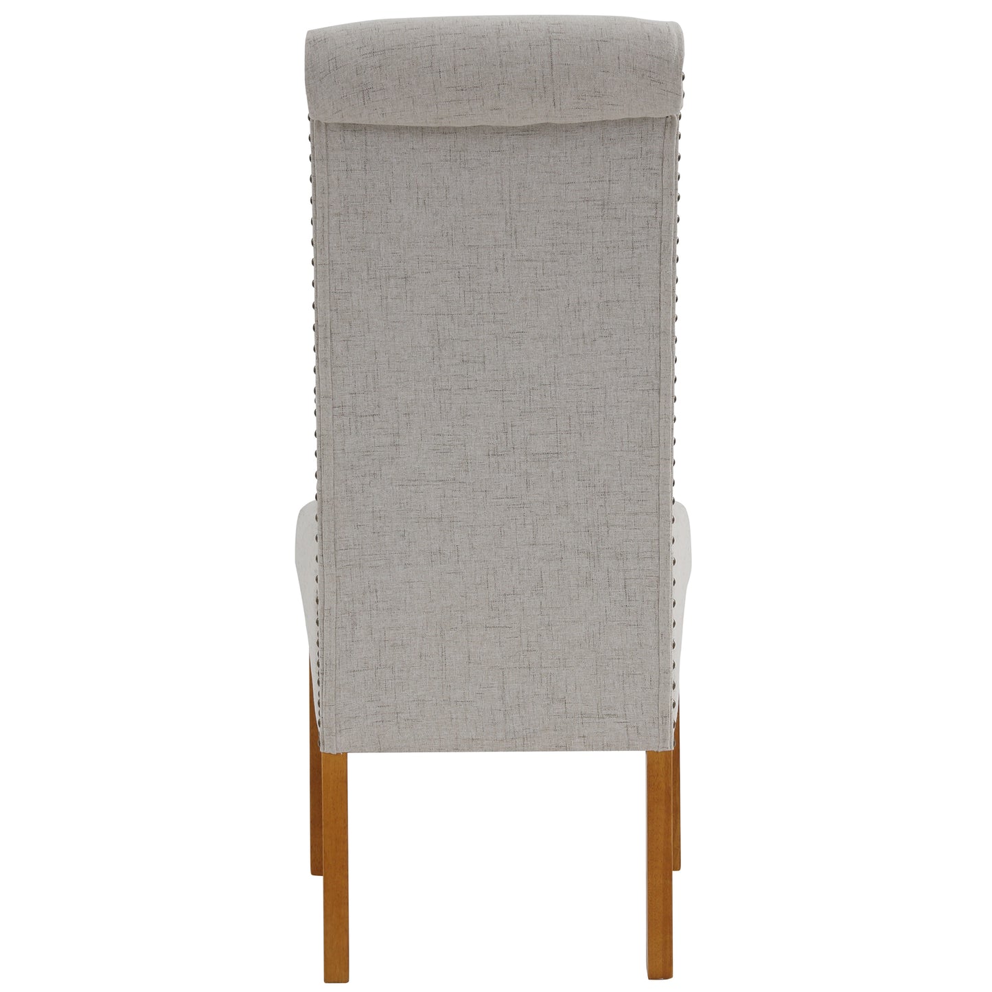 Set of 2 Upholstered Fabric Dining Chairs,Modern High Back Button- linen Kitchen Dining Chairs with Solid Wood Legs and Nailed Trim,Side Chairs Armless Chair Parsons Chair for Kitchen