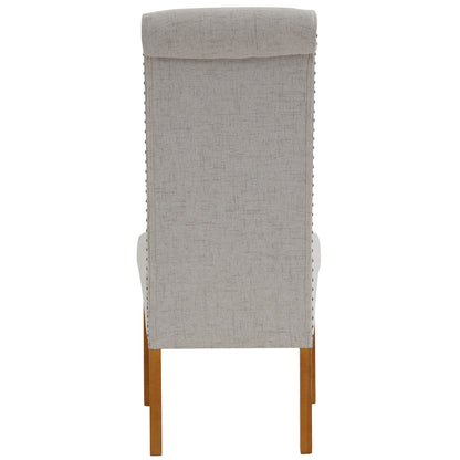 Set of 2 Upholstered Fabric Dining Chairs,Modern High Back Button- linen Kitchen Dining Chairs with Solid Wood Legs and Nailed Trim,Side Chairs Armless Chair Parsons Chair for Kitchen