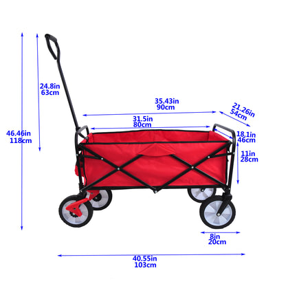 Folding Wagon Garden Shopping Beach Cart (Red)