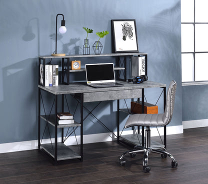 ACME Amiel Desk, Faux Concrete & Black 92875