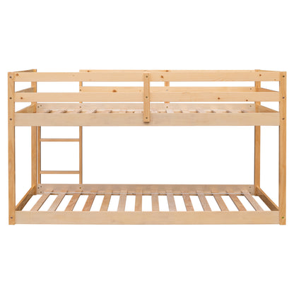 Twin over Twin Floor Bunk Bed,Natural