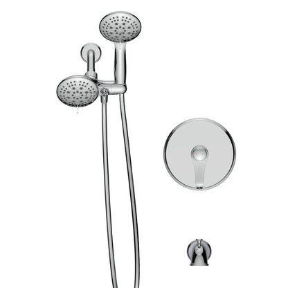 Large Amount of water Multi Function Dual Shower Head - Shower System with 4." Rain Showerhead, 6-Function Hand Shower, Under the water, Chrome