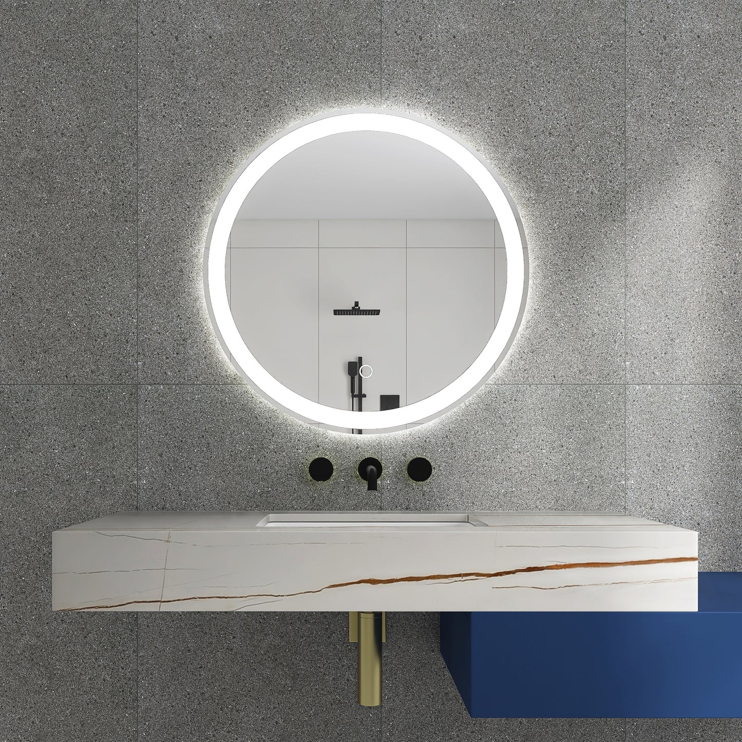 32 in. Round Wall-Mounted Dimmable LED Bathroom Vanity Mirror with Defogger and Bluetooth Music Speaker