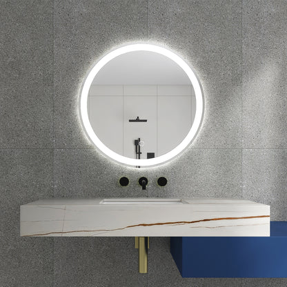 24 in. Round Wall-Mounted Dimmable LED Bathroom Vanity Mirror with Defogger and Bluetooth Music Speaker