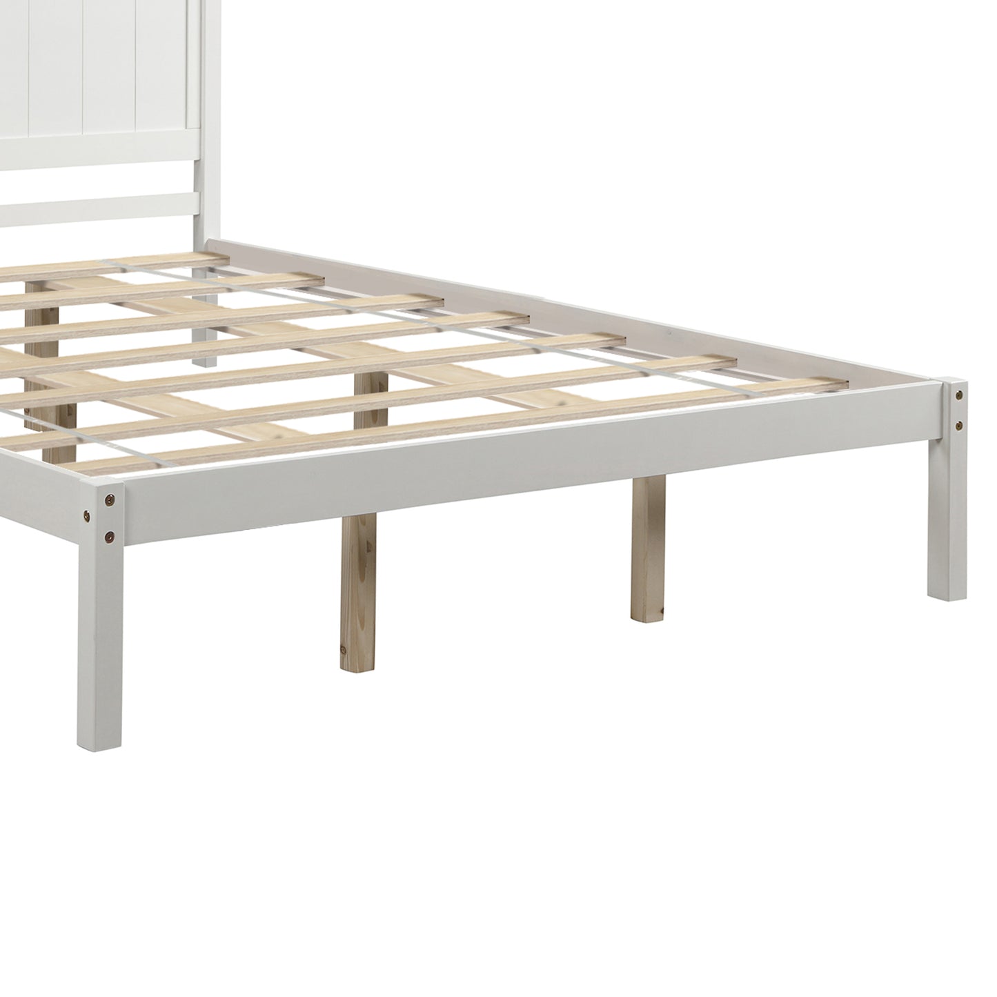 Platform Bed Frame with Headboard , Wood Slat Support , No Box Spring Needed ,Queen,White(OLD SKU:WF191420AAK)