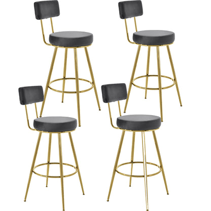 TOPMAX Modern 30inch Bar Stools, Bar Dining Chairs with Velvet Upholstered Back and Seat Cushions for Dining Room, Home Bar, Set of 4, Gray