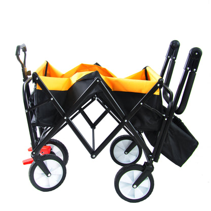 folding wagon Collapsible Outdoor Utility Wagon, Heavy Duty Folding Garden Portable Hand Cart, Drink Holder, Adjustable Handles