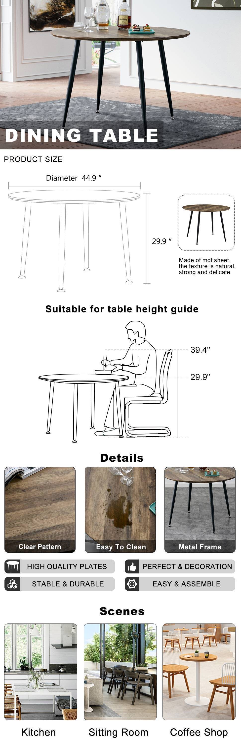 Diameter 44.8 inch MDF Modern simplicity roundI Imitation wood grain  dining table.Applicable 6-8 persons to dining room and meeting room.