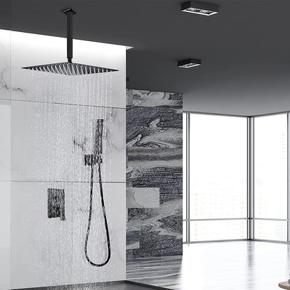 Ceiling Mounted Shower System Combo Set with Handheld and 12"Shower head