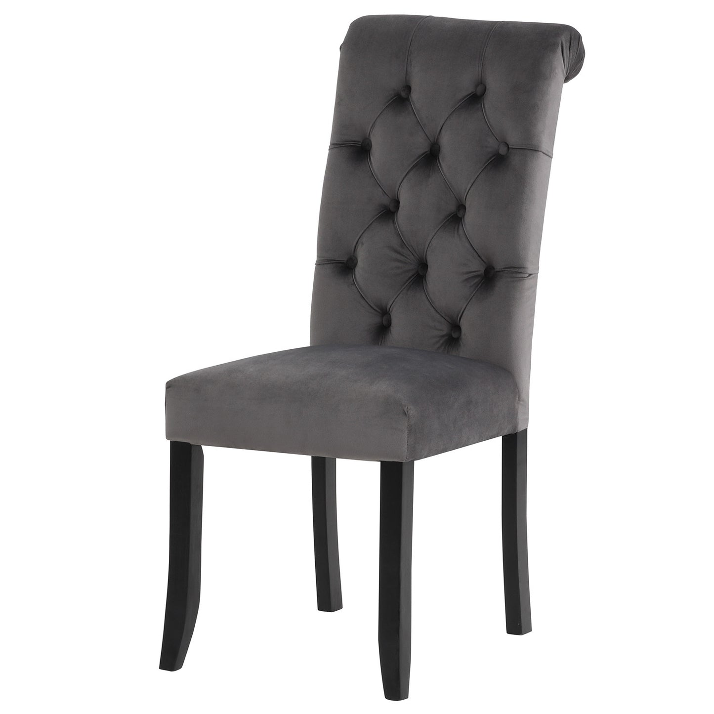 Classic Fabric Tufted Dining Chair with Wooden Legs - Set of 2