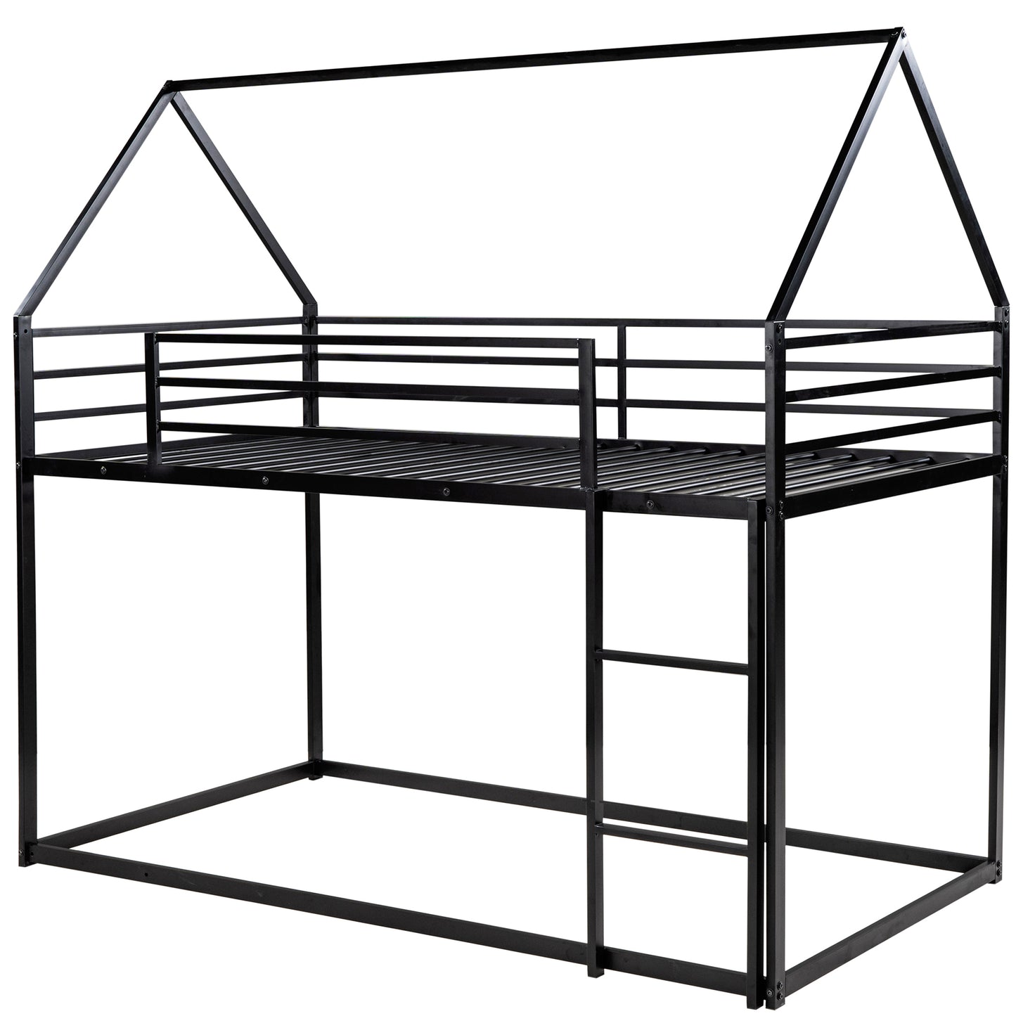 Twin over Twin House Bunk Bed with Built-in Ladder,Black