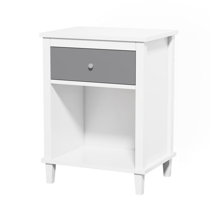 Wooden Nightstand with One Drawer One Shelf for Kids, Adults,Gray