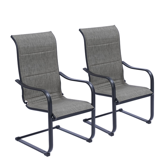 Outdoor Patio Dining Chairs Set of 2, Spring Motion Chairs Textilene Dining Chairs with Armrest, Patio Furniture Chairs with High Back