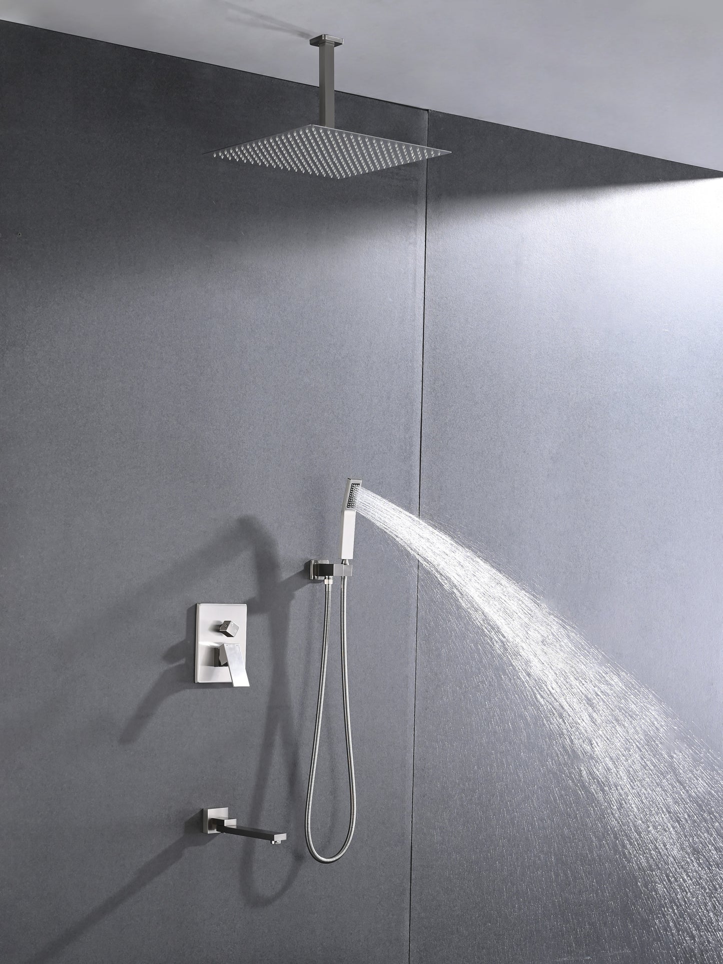 Ceiling Mounted Shower System Combo Set with Handheld and 16"Shower head