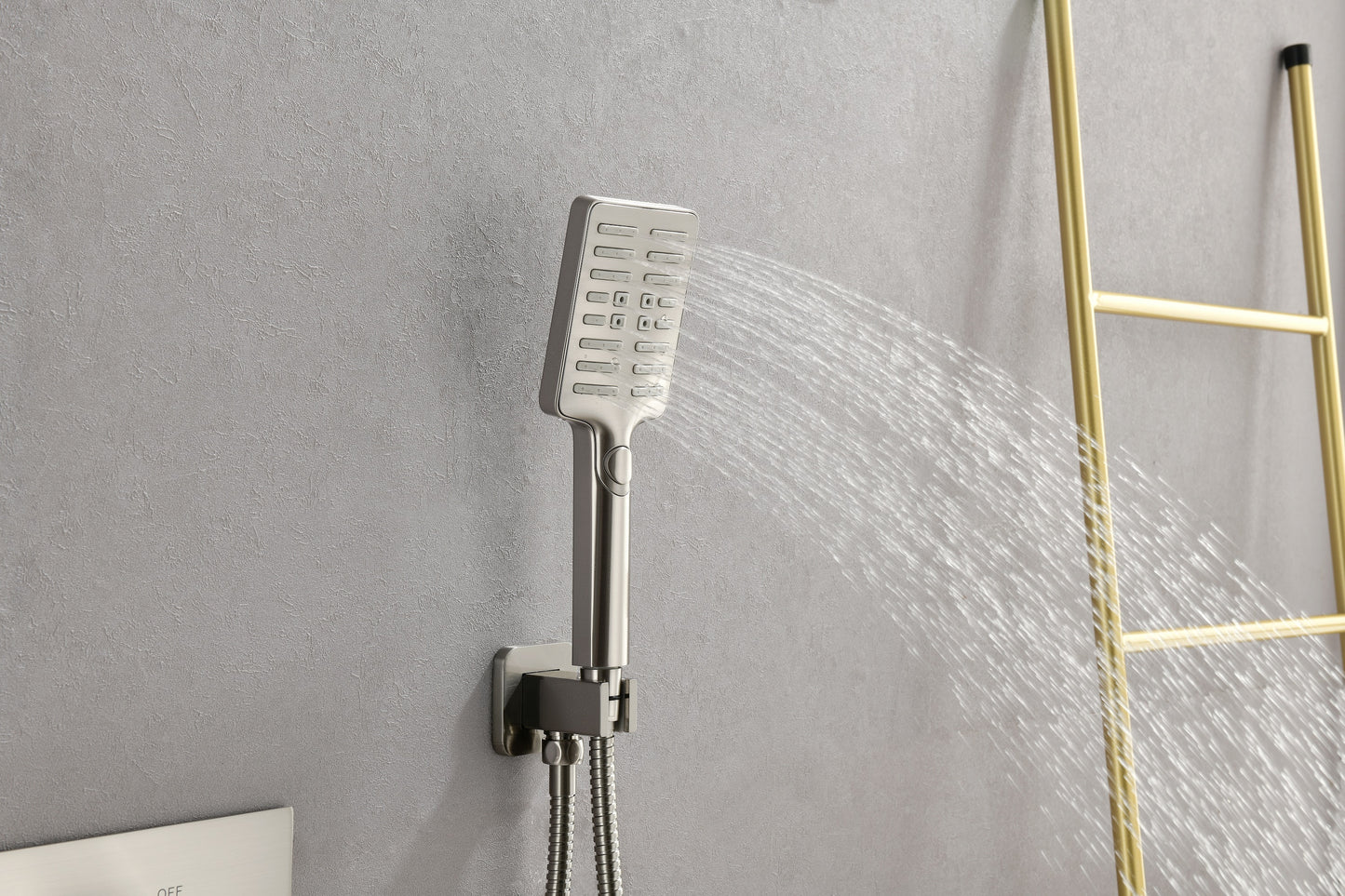 Wall Mounted Waterfall Rain Shower System With 3 Body Sprays & Handheld Shower