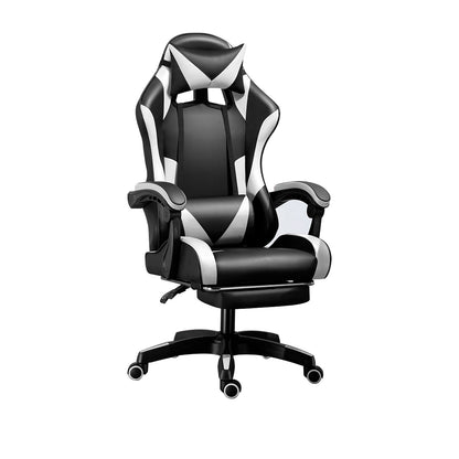 PU gaming chair, swivel recliner with adjustable backrest and seat height, high back gaming chair with footrest, office chair with 360° swivel, suitable for office or gaming