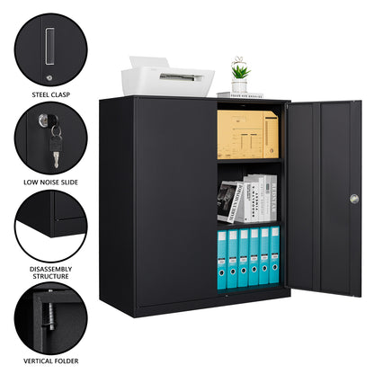 METAL STORAGE CABINET WITH 2 LAYERS ADJUSTABLE SHELVES ,ASSEMBLE REQUIRE