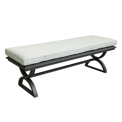 Outdoor Aluminum Dining Bench with Cushion, Chocolate Silk/Grey