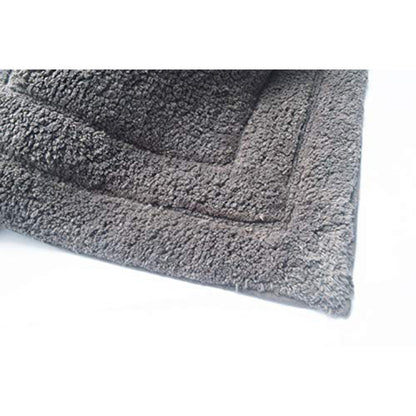 34, 24 Inch Rectangular Cotton Washable Bath Rug, Set of 2, Platinum Gray