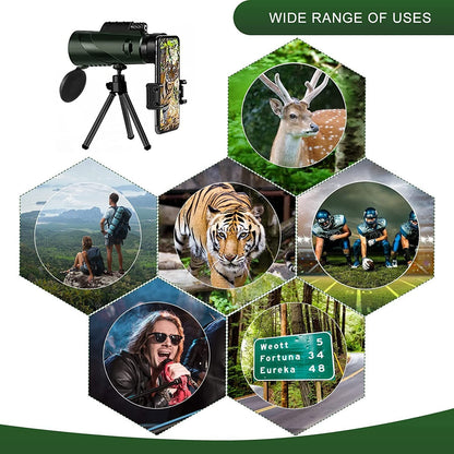 Outdoor 40x Magnification Monocular Waterproof Telescope Green