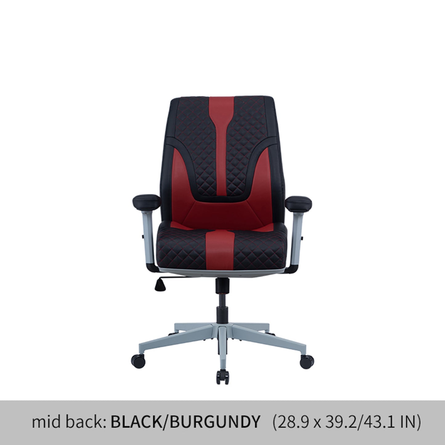 Office Desk Chair, Air Cushion Mid Back Ergonomic Managerial Executive Chairs, Headrest and Lumbar Support Desk Chairs with Wheels and Armrest, Black/Burgundy