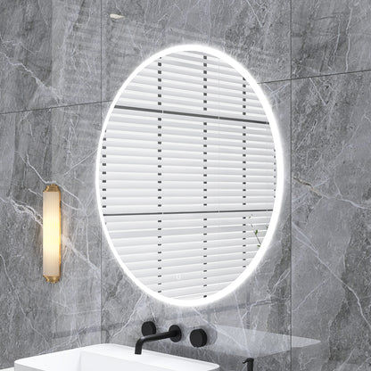 24 in. Round Wall-Mounted Dimmable LED Bathroom Vanity Mirror with Defogger and Bluetooth Music Speaker