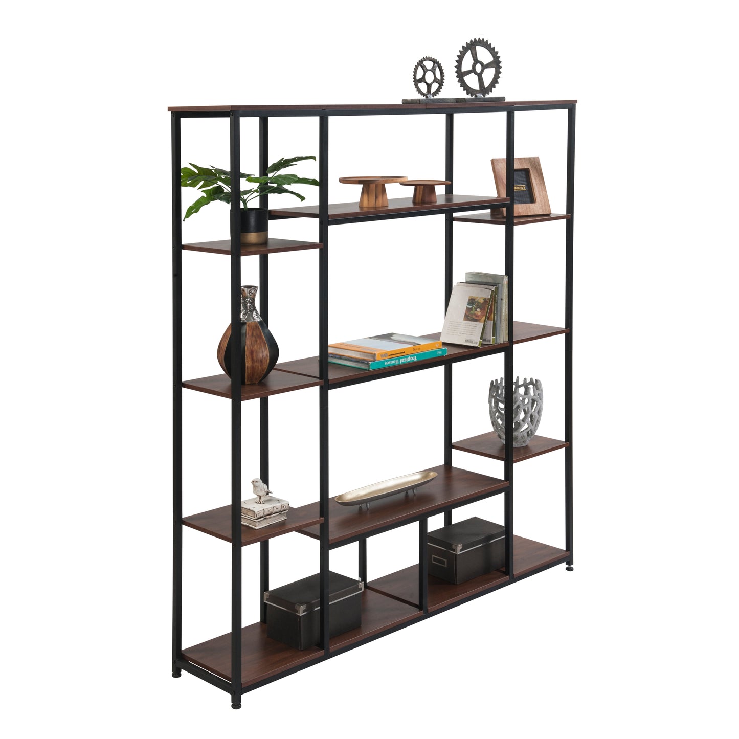 [VIDEO] Bookcase and Bookshelf, Home Office 5 Tier Bookshelf, Open Freestanding Storage Shelf with Metal Frame, Brown