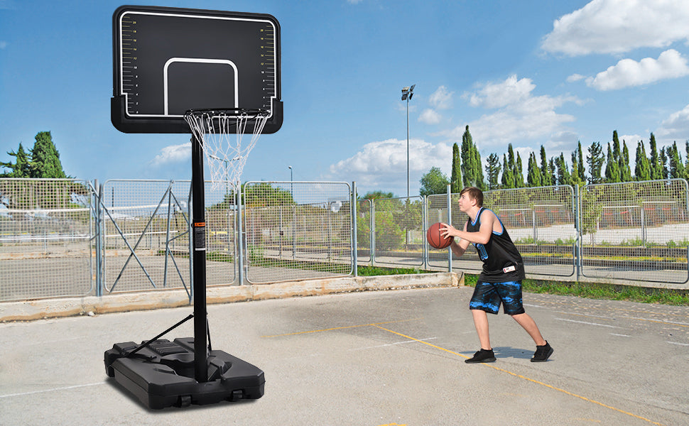 Portable Basketball Hoop & Goal with Vertical Jump Measurement, Outdoor Basketball System with 6.6-10ft Height Adjustment for Youth, Adults