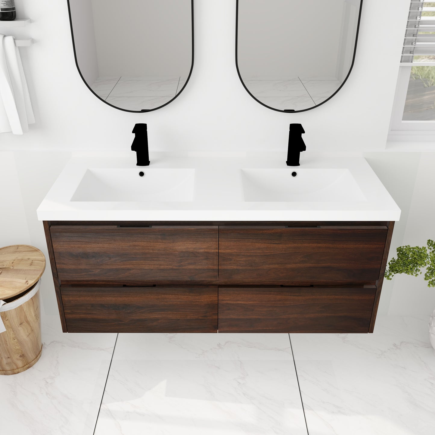 Bathroom Vanity with 4 Soft Close drawers, 48x18