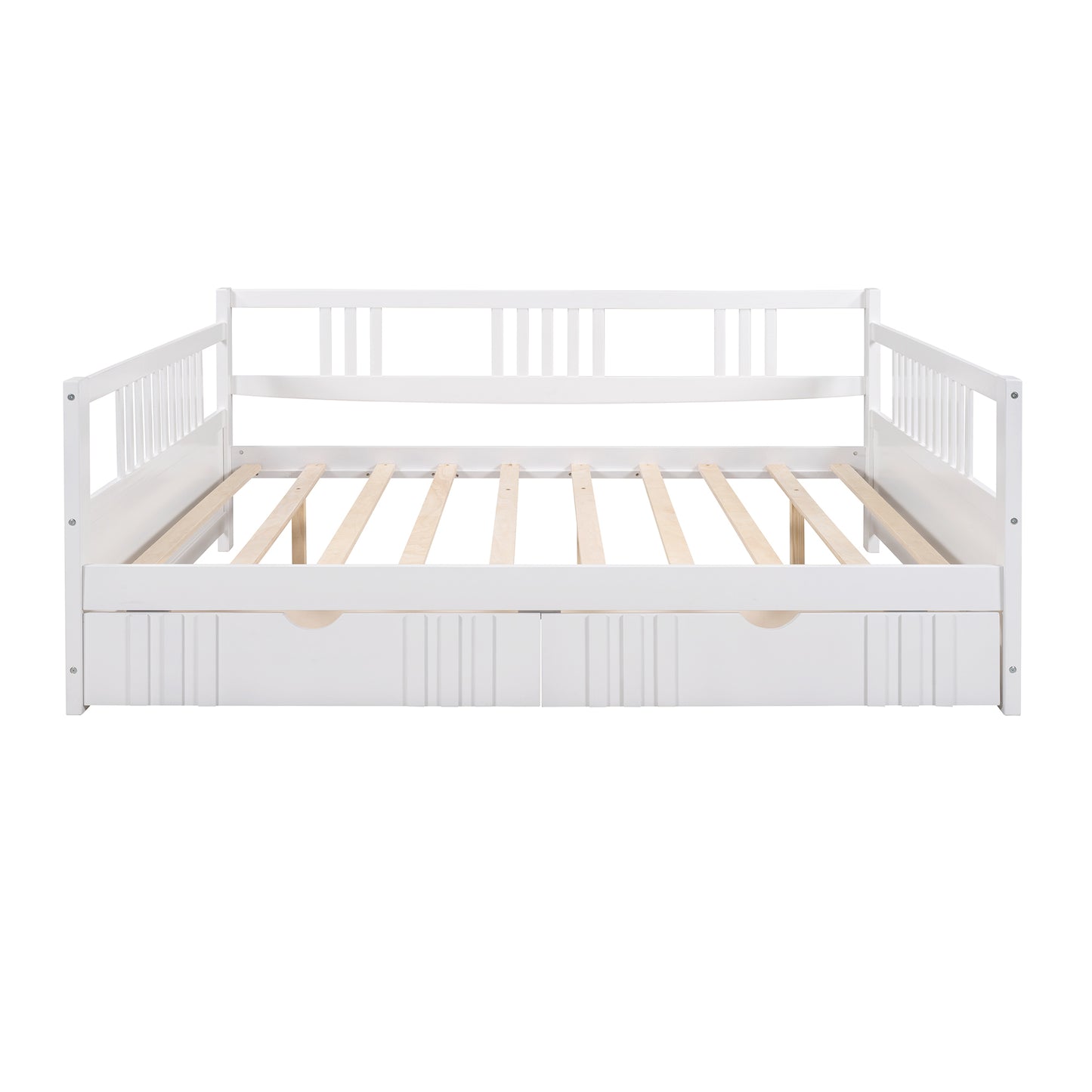 Full Size Daybed Wood Bed with Two Drawers,White