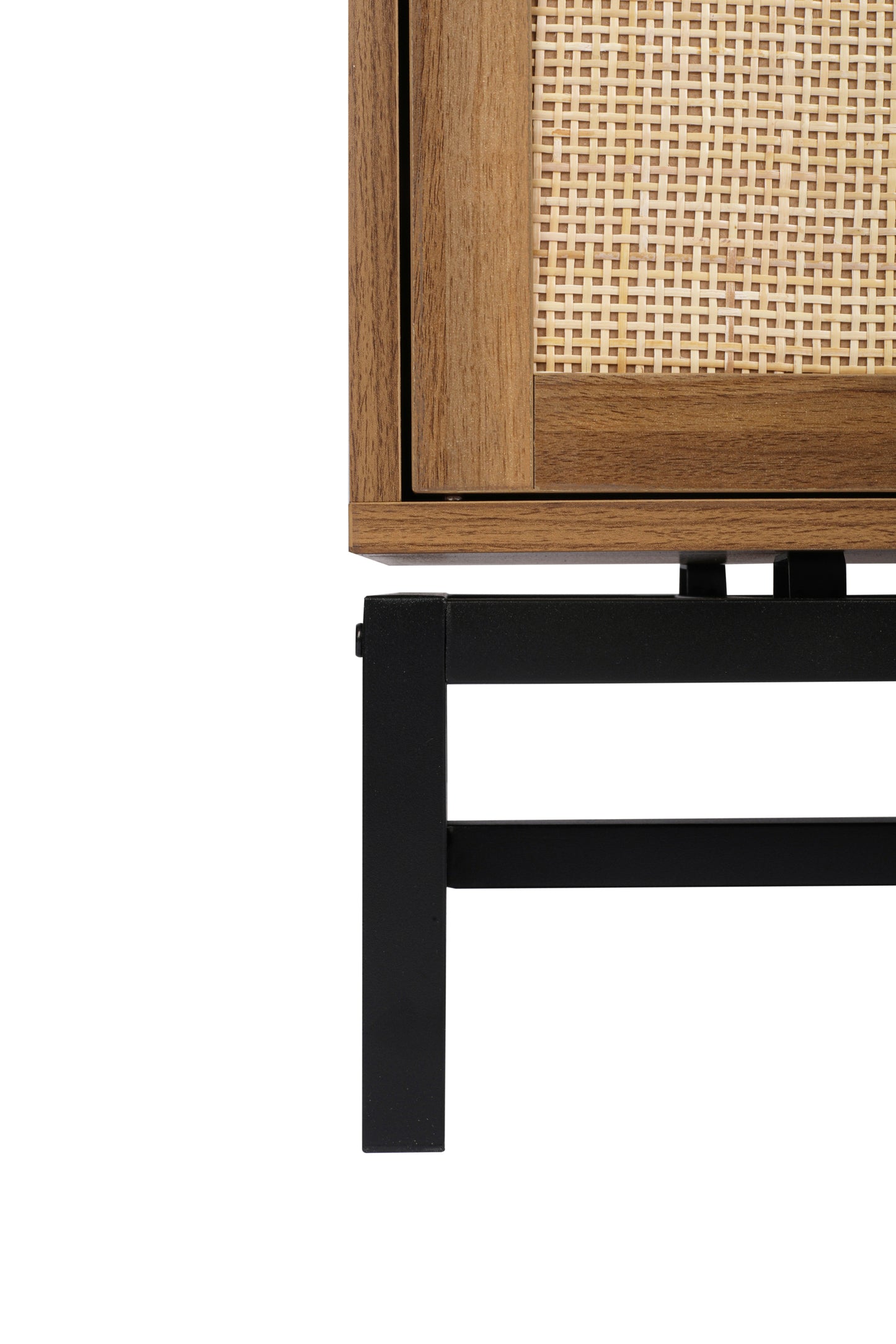 Natural rattan，2 door cabinet，with 1 Adjustable Inner Shelves，rattan，Accent Storage Cabinet