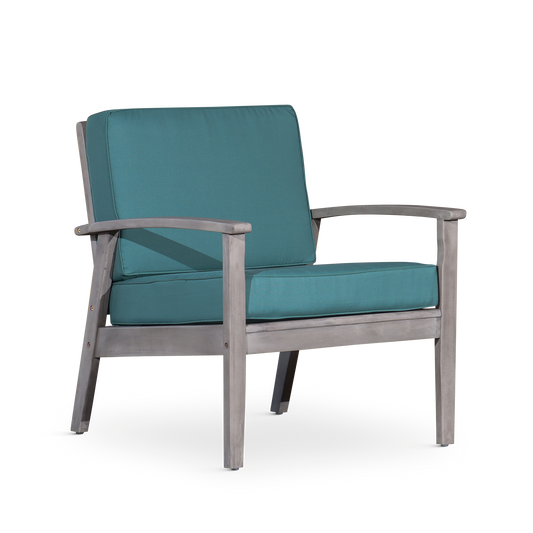 Deep Seat Eucalyptus Chair, Silver Gray Finish, Sage Cushions