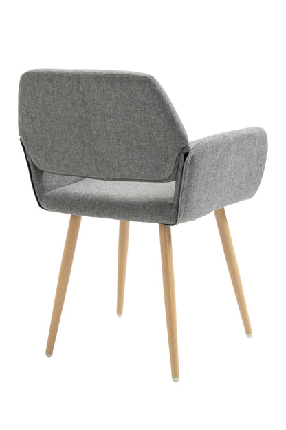 Fabric Upholstered Side Dining Chair with Metal Leg(Gray fabric+Beech Wooden Printing Leg),KD backrest