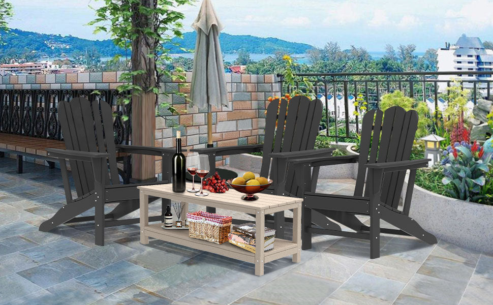 Resistant Adirondack Chair for Patio Deck Garden  Fire Pit Chair, 
Composite Adirondack Chair, Black,1 piece.