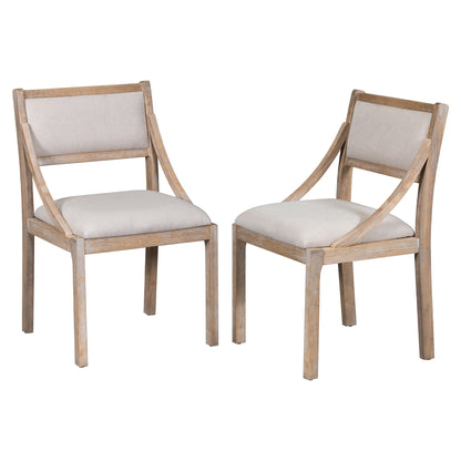 TREXM Retro Wood Dining Chairs Set of 2, Upholstered Chairs with Solid Wood Legs and Frame for Kitchen, Living Room, Dining Room (Natural Wood Wash)