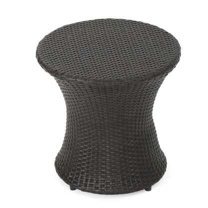 Townsgate Outdoor Brown Wicker Hourglass Side Table