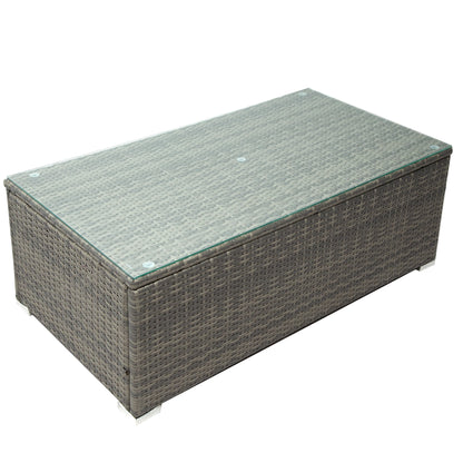 U_STYLE Patio Furniture Sets, 7-Piece Patio Wicker Sofa , Cushions, Chairs , a Loveseat , a Table and a Storage Box