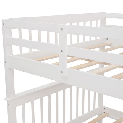 Stairway Full-Over-Full Bunk Bed with Twin size Trundle, Storage and Guard Rail for Bedroom, Dorm - White(OLD SKU :LP001210AAK)