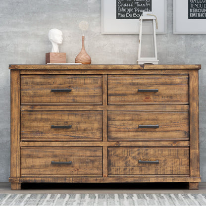 Rustic Reclaimed Solid Wood Framhouse 6 Drawers Wider Dresser