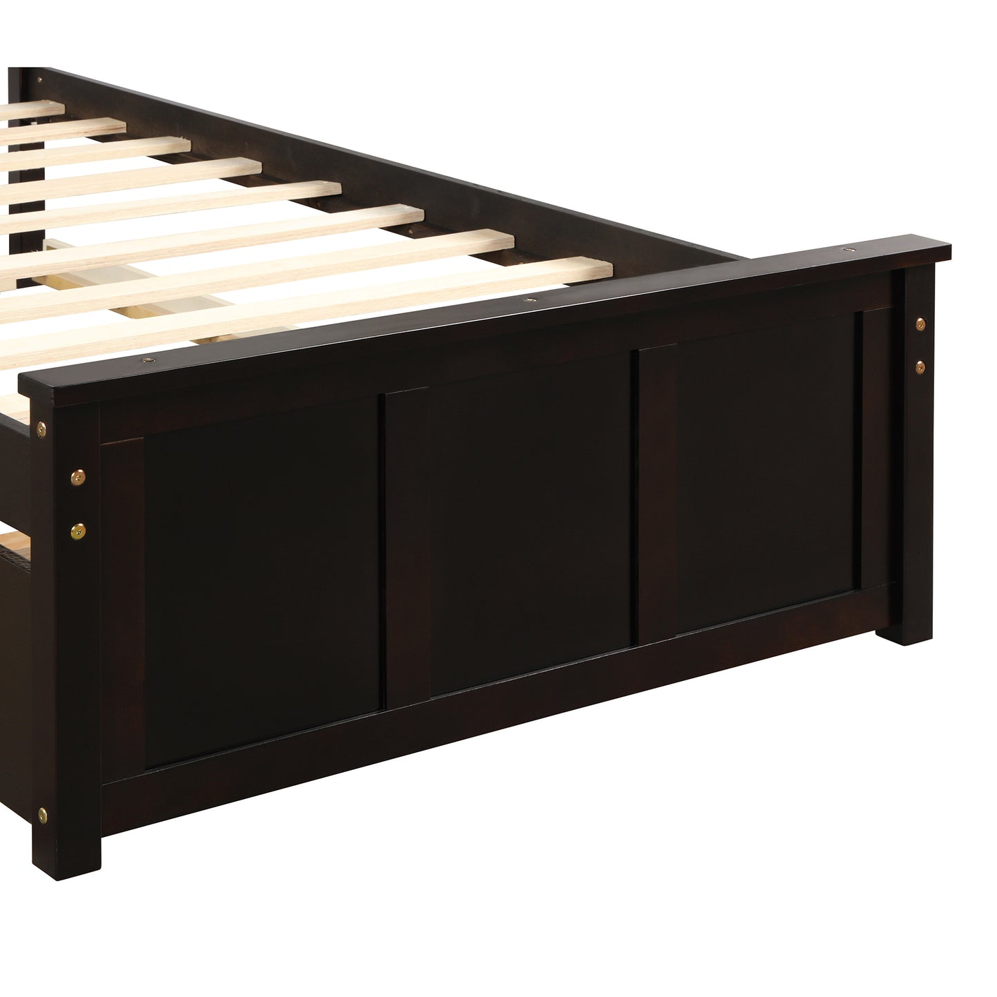 Platform Bed with Twin Size Trundle, Twin Size Frame, Espresso (New SKU:WF283063AAP)