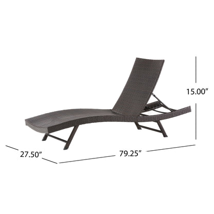 Eliana Outdoor Brown Wicker Adjustable Chaise Lounge Chair  Set of 2