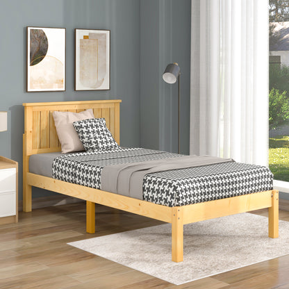 Platform Twin Bed with Headboard,Natural