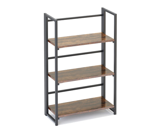 Three-layer folding bookshelf-black paint + retro color