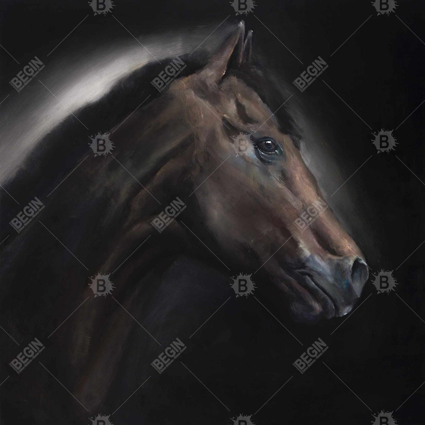 Loneliness horse - 32x32 Print on canvas