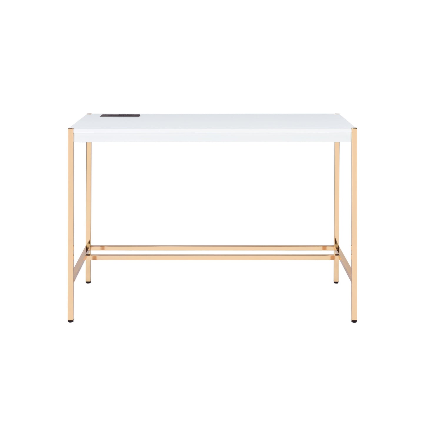 ACME Midriaks Writing Desk w/USB Port in White & Gold Finish OF00020