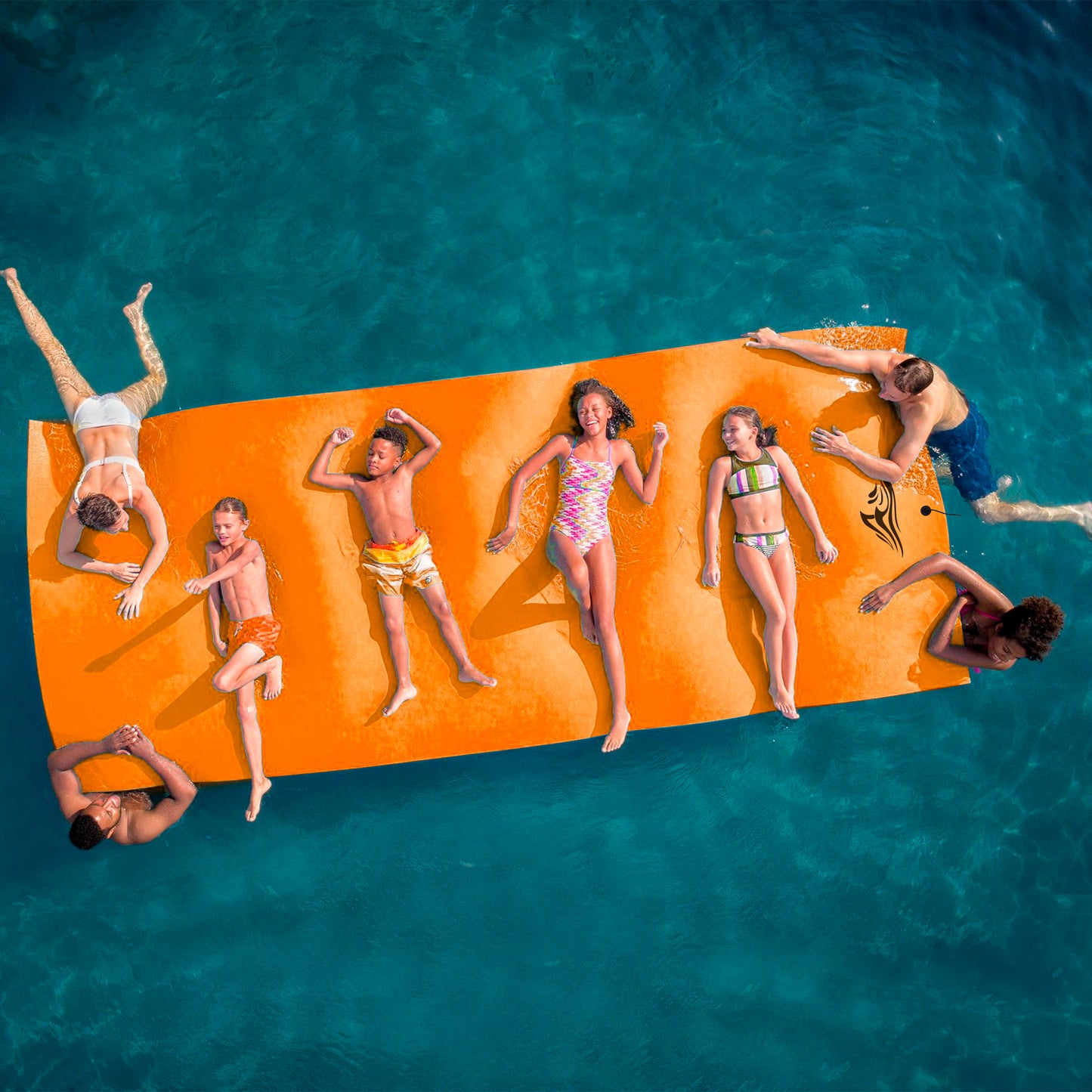 15 x 6 FT Floating Water Mat Foam Pad Lake Floats Lily Pad, 3-Layer XPE Water Pad with Storage Straps for Adults Outdoor Water Activities