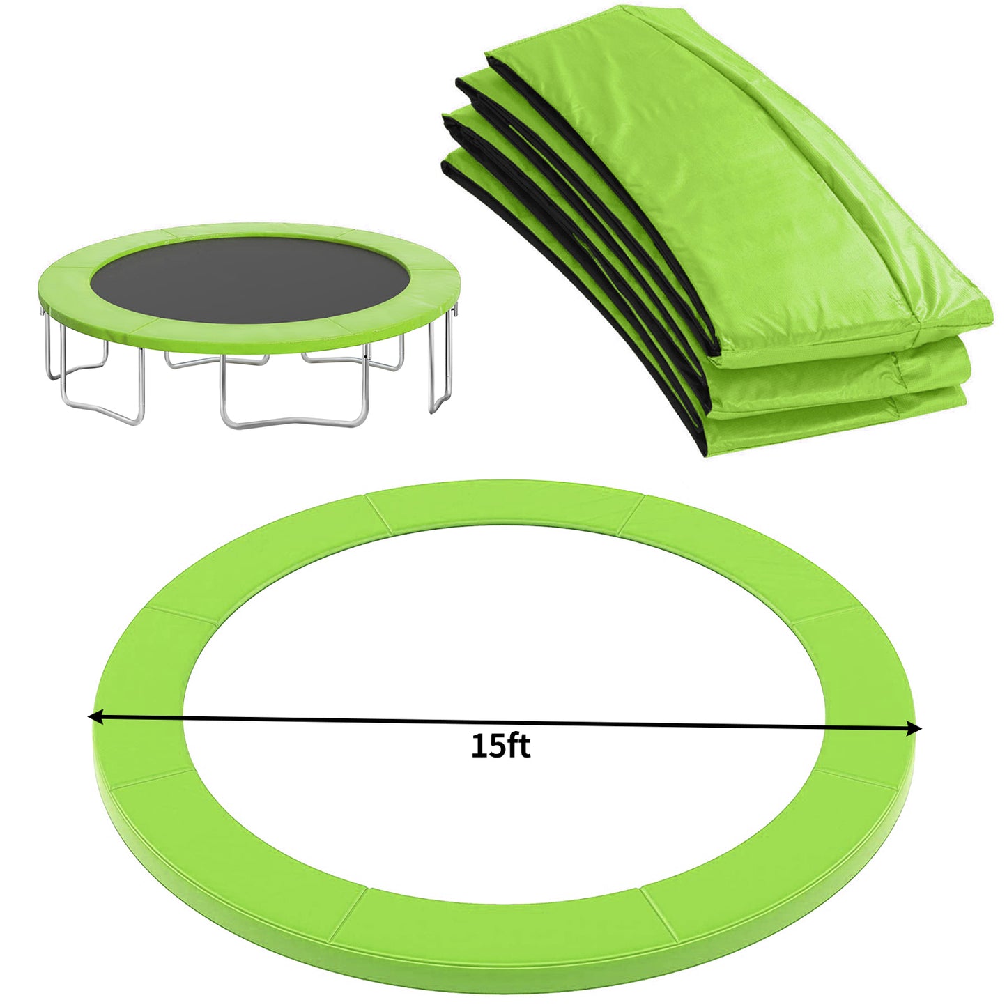 Trampoline Safety Pad for 15ft trampoline - Replacement Spring Cover Pad, No Holes for Poles, Waterproof&UV-Resistant